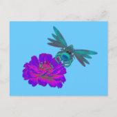 Whimsischer Dragonfly auf Blume Niedliche Postkart Postkarte (Vorderseite)