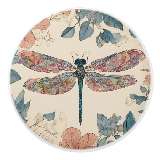 Whimsischer Dragonfly Keramikknauf (Vorderseite)