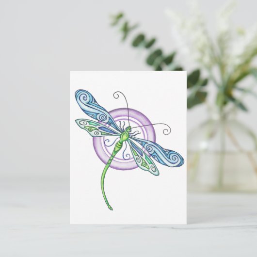 Whimsischer Dragonfly Postkarte (Stehend Vorderseite)