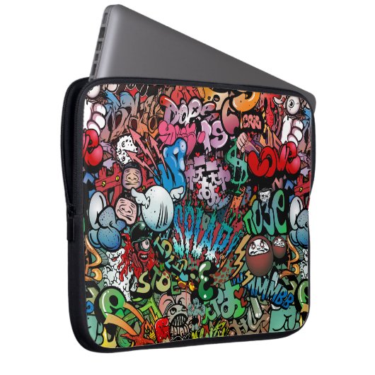 Whimsischer dynamischer Street Art Graffiti Art Mu Laptopschutzhülle (Vorne Rechts)