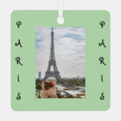Whimsischer Eiffelturm Paris PERSONALIZE FOTO Ornament Aus Metall (Rückseite)