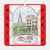 Whimsischer Eiffelturm Paris PERSONALIZE FOTO Ornament Aus Metall (Vorderseite)