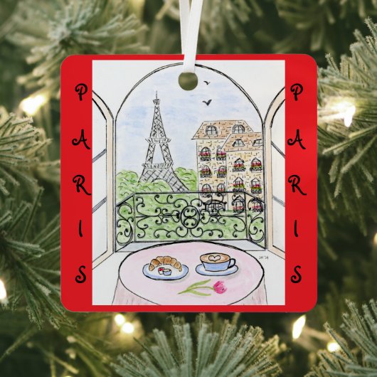 Whimsischer Eiffelturm Paris PERSONALIZE FOTO Ornament Aus Metall (InSitu)