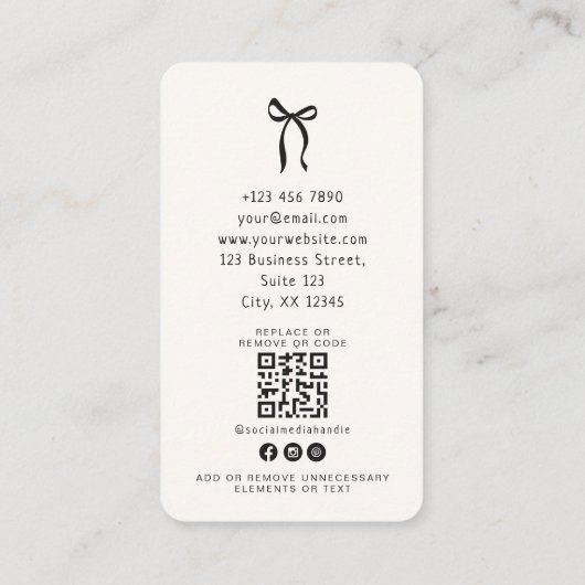 Whimsischer einfacher Bogen, QR-Code-Ereignisplanu Visitenkarte (Rückseite)