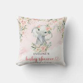 Whimsischer Elefant Blush Bloral Eukalyptus Kissen