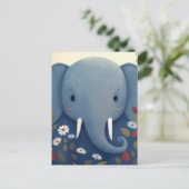 Whimsischer Elefant und Blume Postkarte (Stehend Vorderseite)