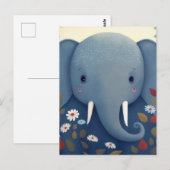 Whimsischer Elefant und Blume Postkarte (Vorne/Hinten)