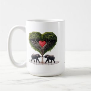 Whimsischer Elefantenliebesbaum 15oz Tasse