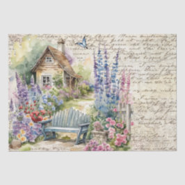 Whimsischer Englisch Hütte Garden Bench Alte Buchs Seidenpapier