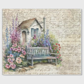 Whimsischer englischer Hütte Blumengarten Alter Bu Geschenkpapier (Flach)