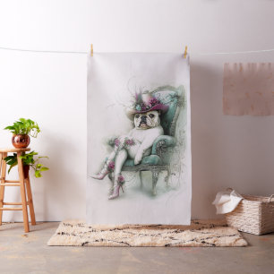 Whimsischer English Bulldog Vintage-Ornamentalstuh Stoff