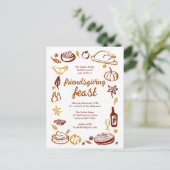 Whimsischer Erntedank Friendsgiving Dinner nach Ma Postkarte (Stehend Vorderseite)