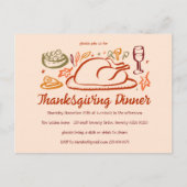 Whimsischer Erntedank Friendsgiving Dinner Party Postkarte (Vorderseite)
