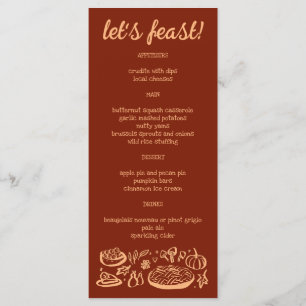 Whimsischer Erntedank Friendsgiving Ferienhaus CUS Menükarte