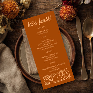 Whimsischer Erntedank Friendsgiving Ferienhaus CUS Menükarte