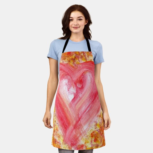 Whimsischer expressionistischer Pinselstrich rotes Schürze (Getragen)