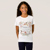 Whimsischer Fairies Geburtstagsblumengarten Wiese T-Shirt (Vorne ganz)