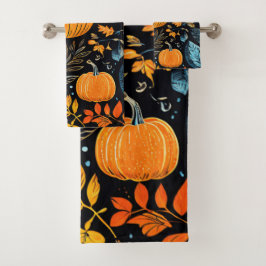 Whimsischer Fall Pumpkin Design Badhandtuch Set