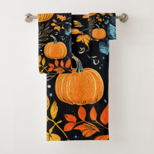 Whimsischer Fall Pumpkin Design Badhandtuch Set