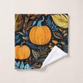Whimsischer Fall Pumpkin Design Badhandtuch Set (Waschlappen)