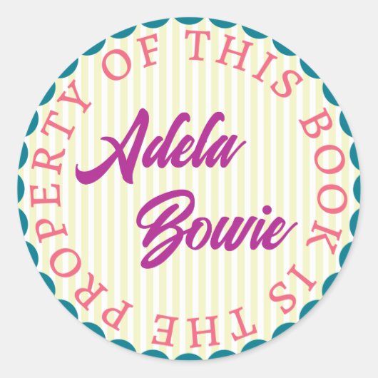 Whimsischer, farbiger, feiner Aufkleber mit Buchze (Vorderseite)