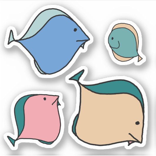Whimsischer Fisch Aufkleber (Vorderseite)
