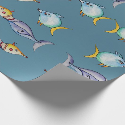 Whimsischer Fisch Geschenkpapier (Ecke)