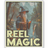 Whimsischer Fischereiassistent Aufkleber (Vorderseite)