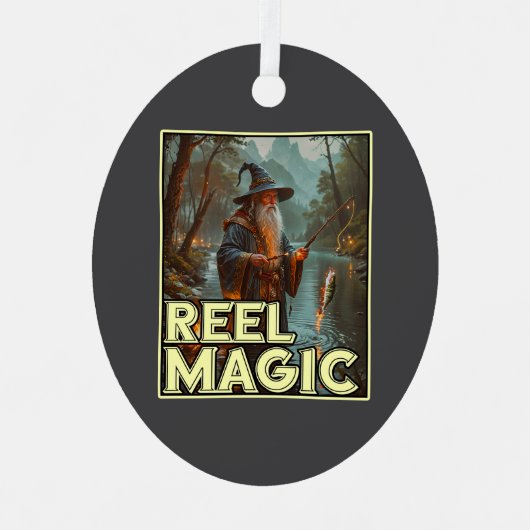 Whimsischer Fischereiassistent Ornament Aus Metall (Vorderseite)