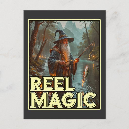 Whimsischer Fischereiassistent Postkarte (Vorderseite)