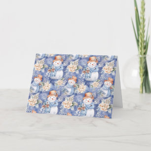 Whimsischer Floral Snowman Blank Christmas Card Feiertagskarte