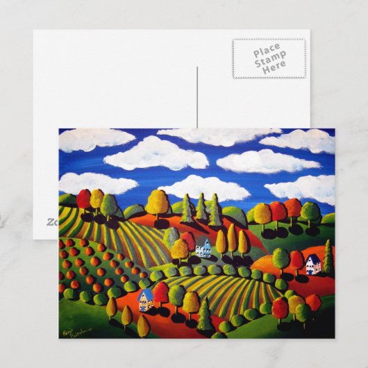 Whimsischer Folklorefestival Landschaft Postkarte (Vorne/Hinten)