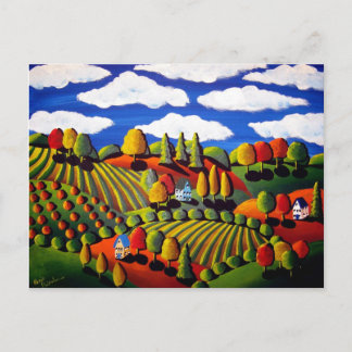 Whimsischer Folklorefestival Landschaft Postkarte