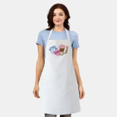 Whimsischer Frieden Liebe Cupcakes Weiße Schürze (Getragen)