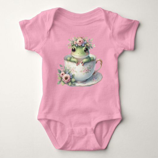 Whimsischer Frosch im Blumenkohl Baby Strampler (Vorderseite)