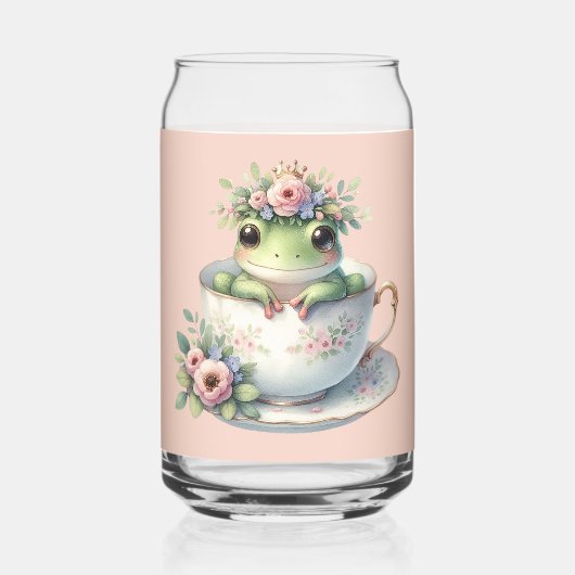 Whimsischer Frosch im Blumenkohl Dosenglas (Rückseite)