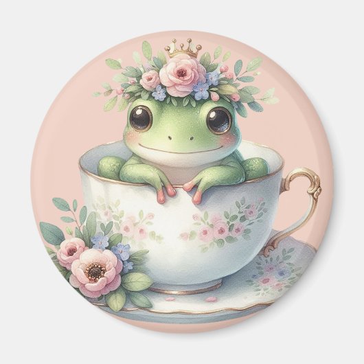 Whimsischer Frosch im Blumenkohl Magnet (Vorne)