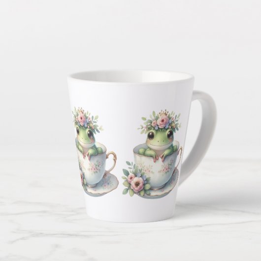 Whimsischer Frosch im Blumenkohl Milchtasse (Rechte Ecke)