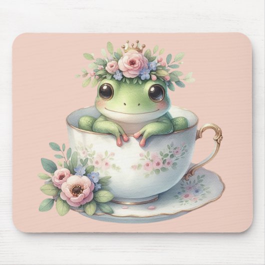 Whimsischer Frosch im Blumenkohl Mousepad (Vorne)