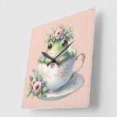 Whimsischer Frosch im Blumenkohl Quadratische Wanduhr (Winkel)