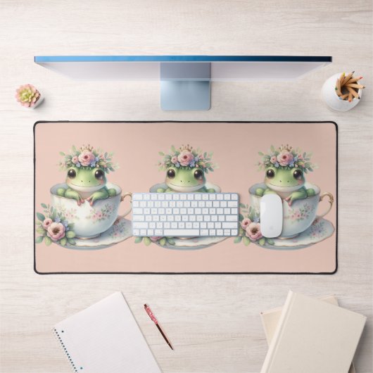 Whimsischer Frosch im Blumenkohl Schreibtischunterlage (Büro 1)