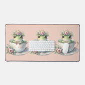 Whimsischer Frosch im Blumenkohl Schreibtischunterlage (Tastatur & Maus)