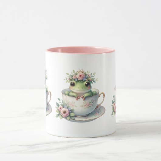 Whimsischer Frosch im Blumenkohl Tasse (Zentrum)