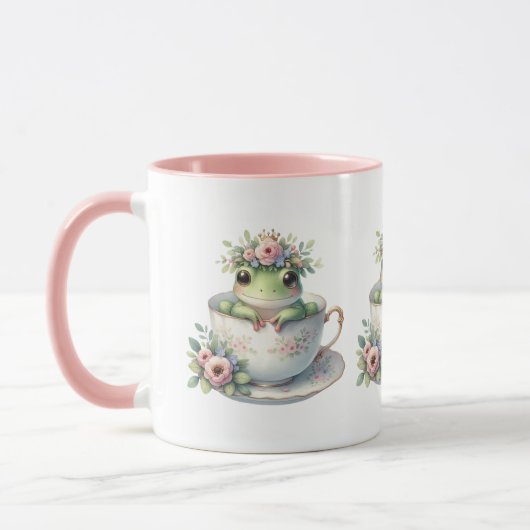 Whimsischer Frosch im Blumenkohl Tasse (Links)