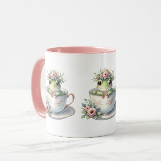 Whimsischer Frosch im Blumenkohl Tasse (Vorderseite Links)