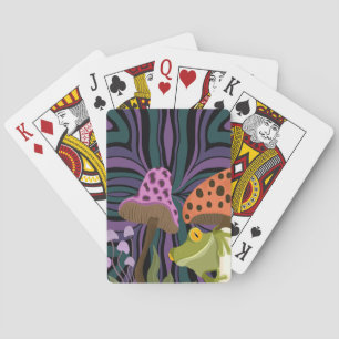 Whimsischer Frosch und Pilz Spielkarten