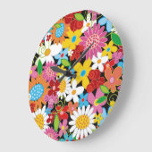 Whimsischer Frühling Blumen farbenfroher Garten Bl Große Wanduhr (Winkel)
