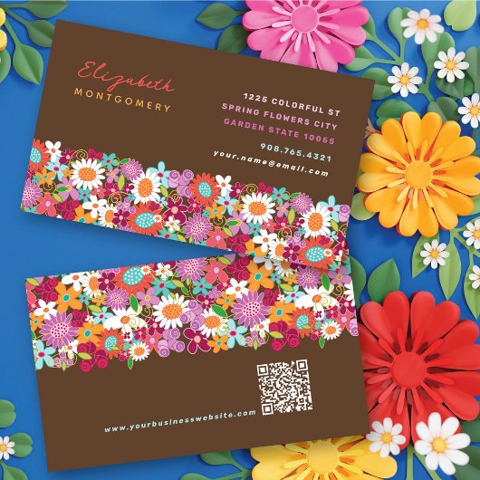 Whimsischer Frühling Blumen Garden Business Cards Visitenkarte