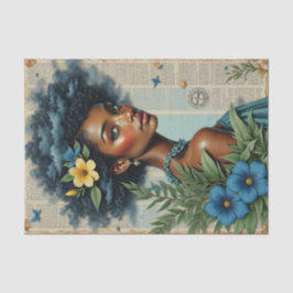 Whimsischer Frühling Collage | Blue Tropical Art Seidenpapier