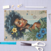 Whimsischer Frühling Collage | Blue Tropical Art Seidenpapier (Handwerk)